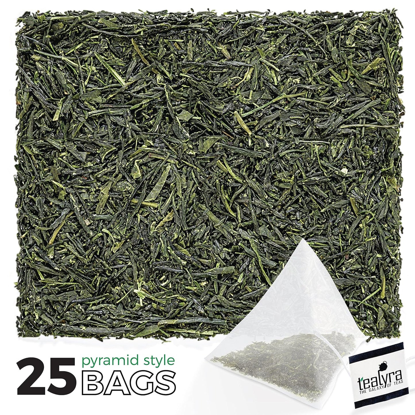 Tealyra - 25 Bags - Gyokuro Kokyu Premium - Japanese Green Loose Leaf Tea - Pyramids Style Sachets - Good Priced for High Grade Japanese Tea