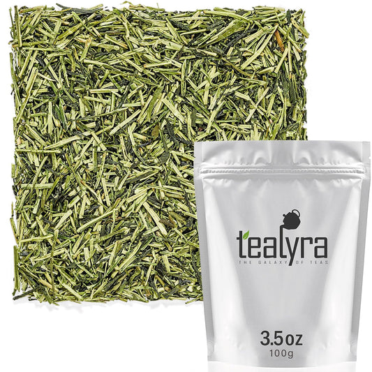 Tealyra - Premium Kukicha Twig Kabuse - Japanese Green tea - Loose Leaf Tea - Mild Slightly Nutty Flavour - High Level of Antioxidants - Caffeine Level Low - 100g
