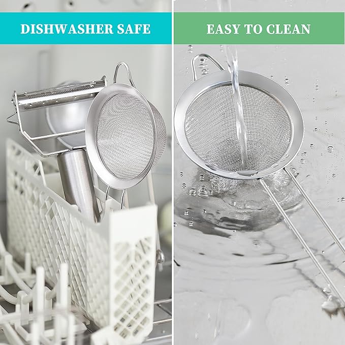 Fine Mesh Strainers for Kitchen, COKUMA Stainless Steel Metal Hand Small Mini Sieve Strainer, Cocktail Strainer Tea Coffee Juice Strainer,Food Strainer with Handlle (3.35inch, Silver)