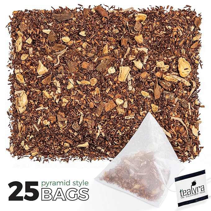 Tealyra - Rooibos Coconut Vanilla Chai - 25 Bags - Ginger Cinnamon - Red Bush Rooibos Herbal Loose Leaf Tea - Antioxidants Rich - Caffeine-Free