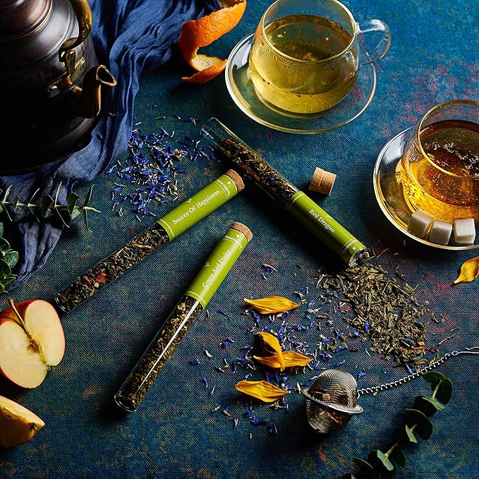 Gourmanity Japanese Loose Tea Sampler, 3 Flavors of Green Herbal Tea Mix with Floral & Fruity Notes, Great Gift for any Tea Enthusiast, Product of Austria, 0.88oz