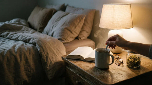 Bedtime herbal tea scene.