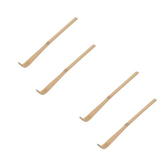 4Pcs Matcha Scoop Bamboo, Bamboo Matcha Scoop Japanese Chashaku Hooked Green Tea Spoon Tea Ceremony Utensils for Tea Lover, Tea Scoops, Coffee, Tea and Espresso 18cm