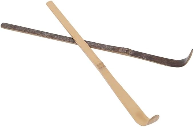 Traditional Japanese Bamboo Matcha Tea Scoop, Brown Chashaku Hooked Spoon, 18cm Length for Tea Ceremony, Tea Accessories