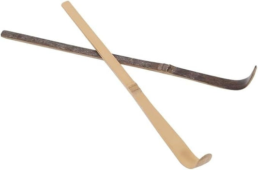 Traditional Japanese Bamboo Matcha Tea Scoop, Brown Chashaku Hooked Spoon, 18cm Length for Tea Ceremony, Tea Accessories