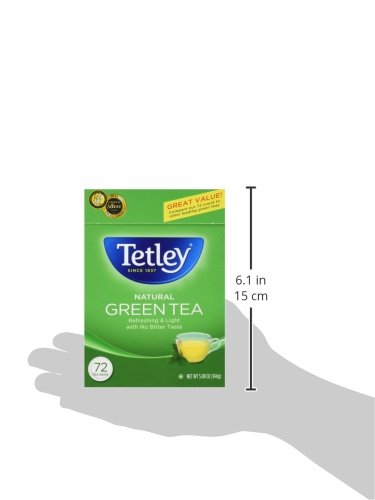 Tetley, Natural Green Tea, 72 Count (Pack of 6), Hot or Iced, Light, Refreshing Green Tea