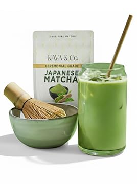 Kava and Co Ceremonial Matcha - Premium Japanese Green Tea - Authentic Stone Ground Matcha Powder - Shade Grown Leaves for Natural Energy - Jitter Free Antioxidant Superfood for Lattes and Smoothies