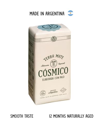 Yerba Mate COSMICO, 2.2 lb, 1 KILO (pack of 2), Premium Loose Leaf Argentine Tea, Gluten-Free, Large Leaf Low Dust Brew, Clean Energy