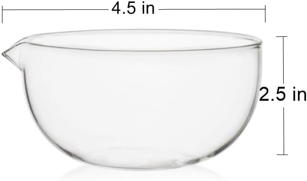 Glass Matcha Bowl With Pouring Spout, Ceremonial Mixing Chawan, 4.5 in, Clear Japanese Style Matcha Green Tea Cup