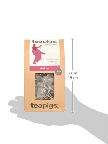 teapigs, Chai Tea, Made with Whole Leaves, Whole Leaf Tea Temples, 50 Count, Pack of 50, Bold, Warmly Spiced Black Tea Blend