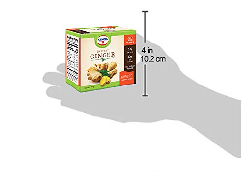 Kendel Instant Ginger Tea – Unsweetened Real Ginger Powder Drink – Caffeine Free Digestive Support – Hot or Cold Mix – 14 Sachets