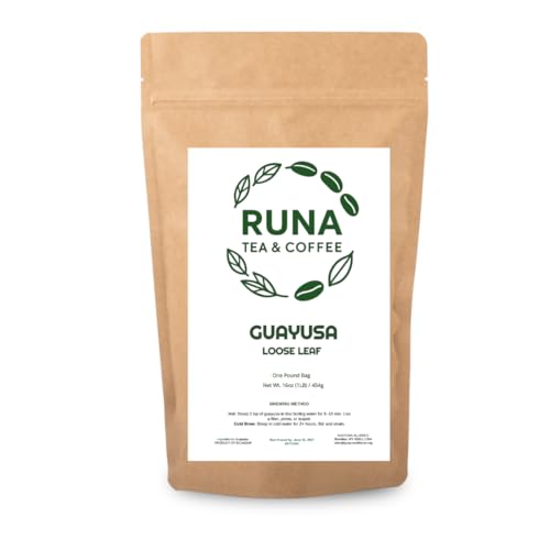 Guayusa Tea -1 Pound (16oz) By Runa Tea & Coffee | Organic Loose Leaf Tea | Traditional Guayusa Loose Leaf | 66mg Caffeine + Antioxidants & L-Theanine | Yerba Mate & Coffee Alternative