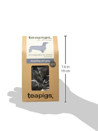 teapigs, Darjeeling Earl Grey Tea, Made with Whole Leaves, Whole Leaf Tea Temples, 50 Count, Pack of 50, Elegant, Floral Bergamot Blend