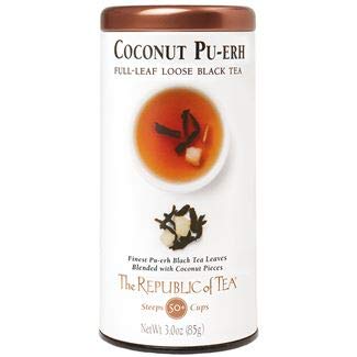 The Republic of Tea Black Full-Leaf Loose Tea (Coconut Pu-Erh Black, 3 oz Refill Bag)