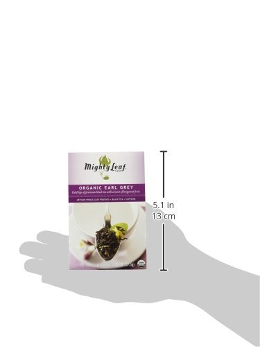 Mighty Leaf Whole Leaf, Tea Organic Earl Grey, 15 Tea Bags Individual Pyramid-Style Tea Sachets of Organic Caffeinated Black Tea with Organic Bergamot, Delicious Hot or Iced