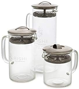 Rishi Tea Simple Brew Teapot for Loose Tea, Borosilicate Glass, 1000ml | Borosilicate Glass Teapot, Built-In Strainer, Everyday Teaware, Easy to Clean, Sustainable, For Loose Leaf Tea