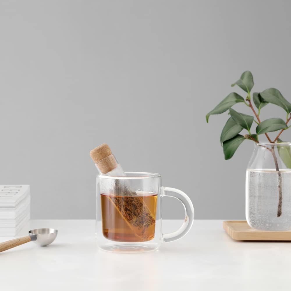 VIVA Travel Glass Tea Infuser Tube with Cork Lid - For Brewing Tea On The Go