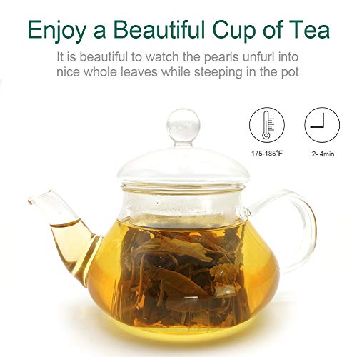 FullChea - Jasmine Pearl Tea - Jasmine Dragon Pearls - Loose Leaf Green Tea - Jasmine Green Tea with Delightful Aroma 4oz / 113g