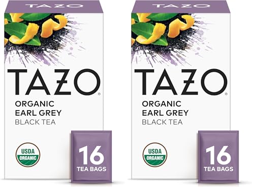 TAZO Organic Earl Grey Tea Bags, Black tea with Caffeine, 16 Total Tea Bags