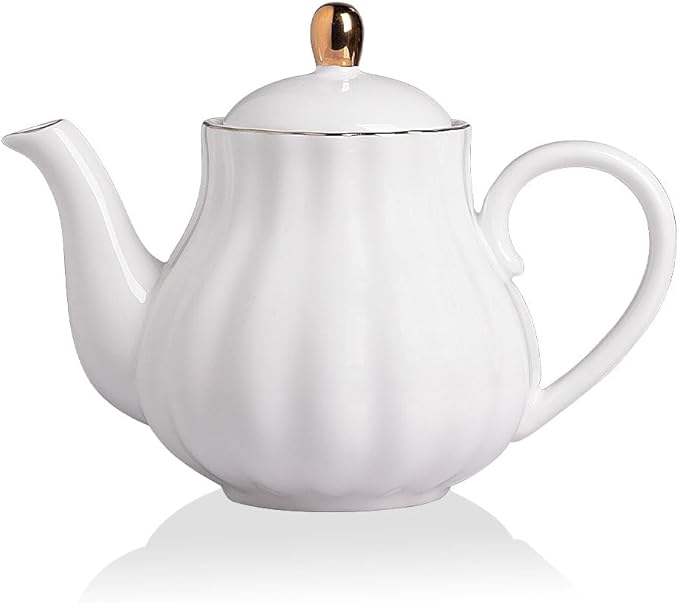 Sweejar Royal Teapot, Ceramic Tea Pot with Removable Stainless Steel Infuser, Blooming & Loose Leaf 