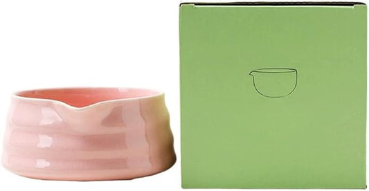 Handcrafted Japanese Matcha Bowl with Spout - Earthenware Chawan for Tea Ceremony, 13x13x5cm, White