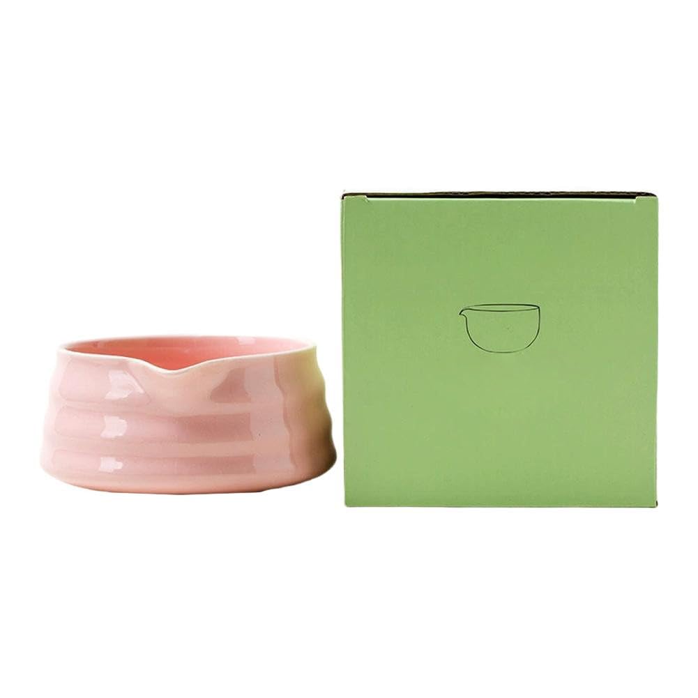 Handcrafted Japanese Matcha Bowl with Spout - Earthenware Chawan for Tea Ceremony, 13x13x5cm, White