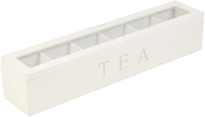 TOPINCN Wooden Tea Storage Box, 5 Slots, High Hardness, Exquisite Design, Retro, Clear Lighting, (Black)
