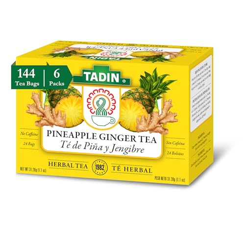 Tadin Lemongrass Herbal Tea, Caffeine Free, 24 Tea Bags Per Box, Pack of 6