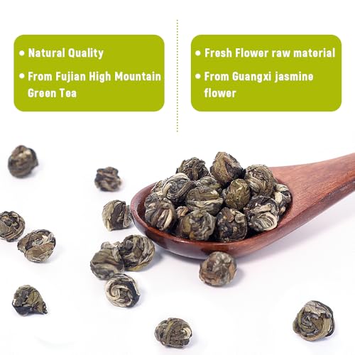 LWXLJMJZC－100g/3.53oz Jasmine Dragon Pearls Loose Leaf Green Tea with Pleasant Jamsine Aroma-Jasmine Tea Suitable For Both Hot And Cold