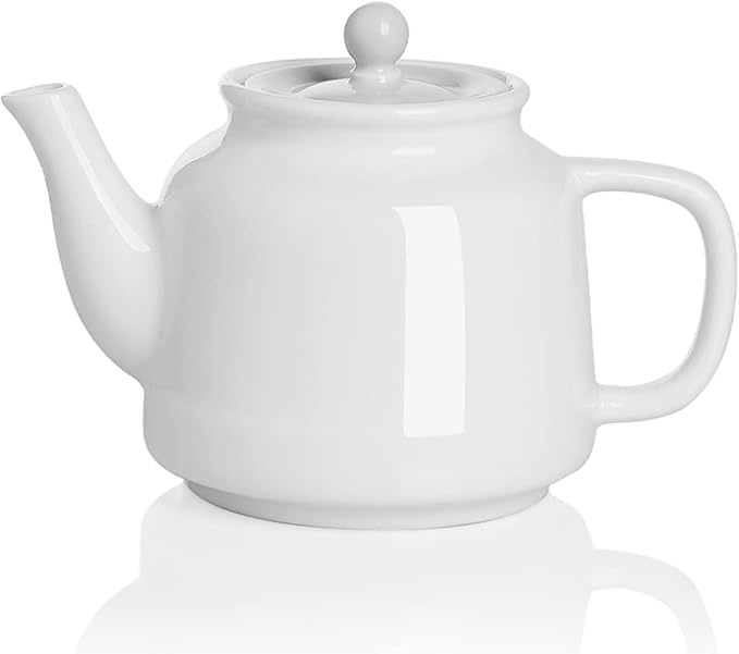 Sweejar 35 oz Porcelain Tea Pot, Teapot with Removable 18/8 Stainless Steel Infuser, Microwave & Dishwasher Safe Tea Maker