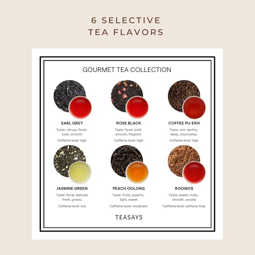 Valentine's Day Tea Gift, Love Is Brewing Tea Sampler by TEASAYS, Premium Whole Leaf Tea Bags with Love Messages, Romantic Gift for Her, Him, Girlfriend, Boyfriend, Wife, Husband, Partner