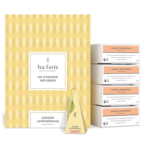 Tea Forte Cherry Blossom Premium Caffeinated Green Tea Blend Event Box, Bulk Pack 40 Count, 10 per tray Individually Wrapped Handcrafted Pyramid Infusers