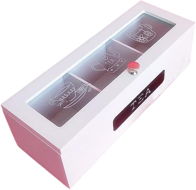 Small Wooden Tea Bag Box 3 Compartments Wooden Tea Box Organizer Storage Chest Jewelry Box Organizer Mini Countertop Cabinet Tea Box for Tea Bags Organizer
