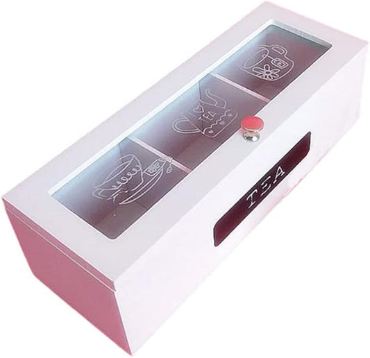 Small Wooden Tea Bag Box 3 Compartments Wooden Tea Box Organizer Storage Chest Jewelry Box Organizer Mini Countertop Cabinet Tea Box for Tea Bags Organizer