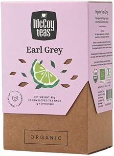 McCoy Teas Organic Earl Grey Tea Bags Black Tea Bags Ceylon Tea with Bergamot for Clarity and Relaxation with Premium Tea from Sri Lanka, 20 Bags (Pack of 01)