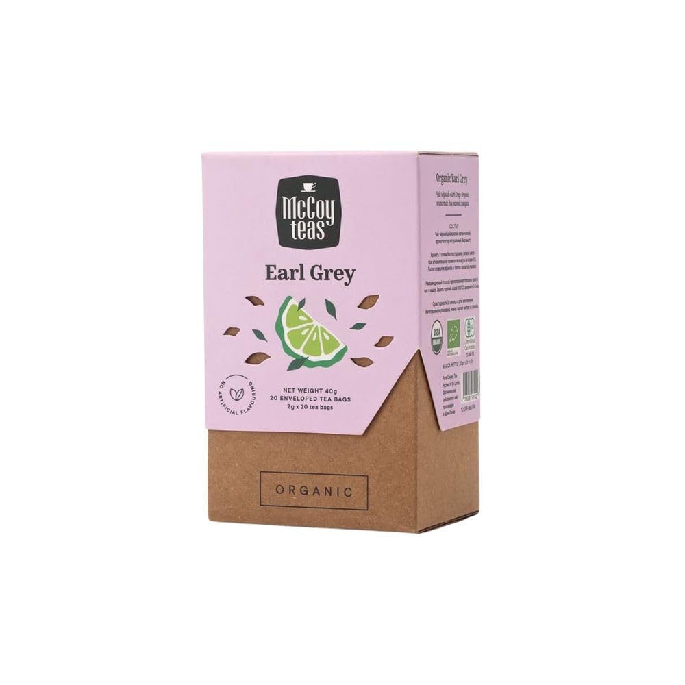 McCoy Teas Organic Earl Grey Tea Bags Black Tea Bags Ceylon Tea with Bergamot for Clarity and Relaxation with Premium Tea from Sri Lanka, 20 Bags (Pack of 01)