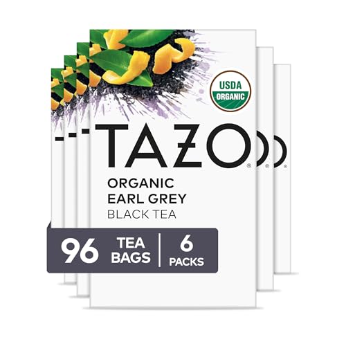 TAZO Organic Earl Grey Tea Bags, Black tea with Caffeine, 16 Total Tea Bags