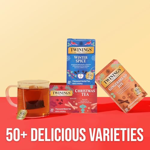 Twinings Christmas Tea - Black Tea Blended with Spicy and Aromatic Clove and Cinnamon, Tea Bags Individually Wrapped, 20 Count Ea (Pack of 2)