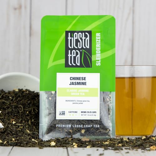 Tiesta Tea - Chinese Jasmine, Loose Leaf, Classic Jasmine Green Tea, Premium Blend, Medium Caffeinated Green Blend, Make Hot or Iced & Brews Up to 25 Cups, 1.8 Ounce Resealable Pouch