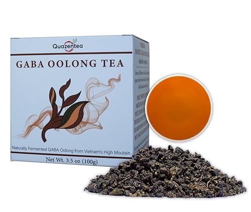 QuaZenTea GABA Oolong Tea Loose Leaf 3.5oz (100g) – Vietnamese High Mountain Oolong, Smooth & Mellow with Roasted Fruit Aroma and Sweet Finish – Gabba Wu Long Tea for Natural Calm Focus & Relaxation, Coffee Alternative