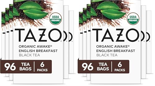TAZO Organic Awake English Breakfast Black Tea, Black tea with Caffeine, 16 Total Bags