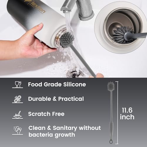 Lexlion Tea Infuser Water Bottle 32 Oz – Triple Wall Insulated Stainless Steel, Loose Leaf & Fruit Strainer, 3 Leakproof Lids