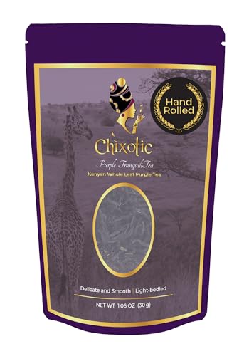 Chixotic Kenyan Purple Tea Loose Leaf, Low Caffeine Alternative to Coffee and Stronger Teas, Handrolled Whole Leaf Tea, Antioxidant-Rich, Smooth Non-Bitter Taste, 30g