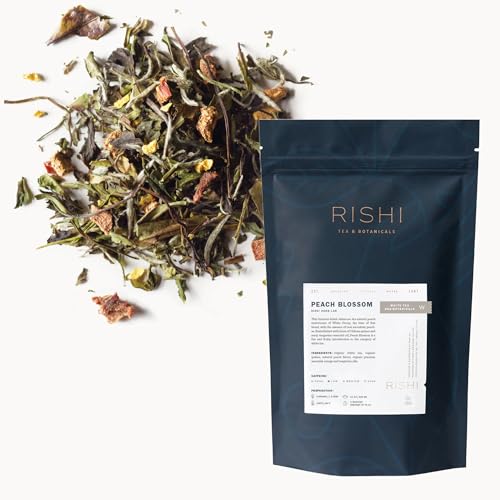 Rishi Tea Peach Blossom White Herbal Blend - Organic & Low Caffeine Loose Leaf Tea - 8.81 Ounces, 32+ Servings
