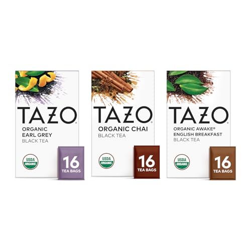 TAZO Organic Earl Grey Tea Bags, Black tea with Caffeine, 16 Total Tea Bags