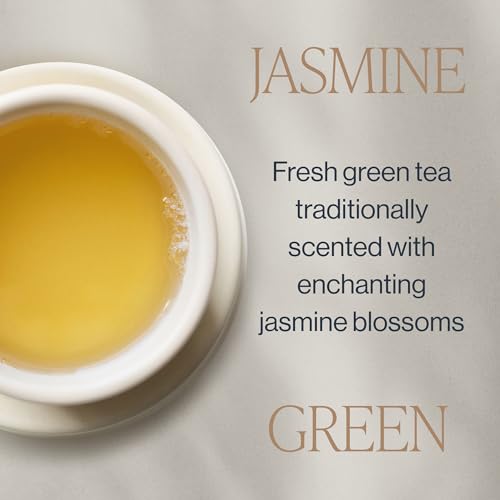 Rishi Tea Jasmine Green Tea - Organic Sachet Tea Bags, Caffeinated Scented Chinese Green Tea with Floral Aroma & Taste - 50 Count