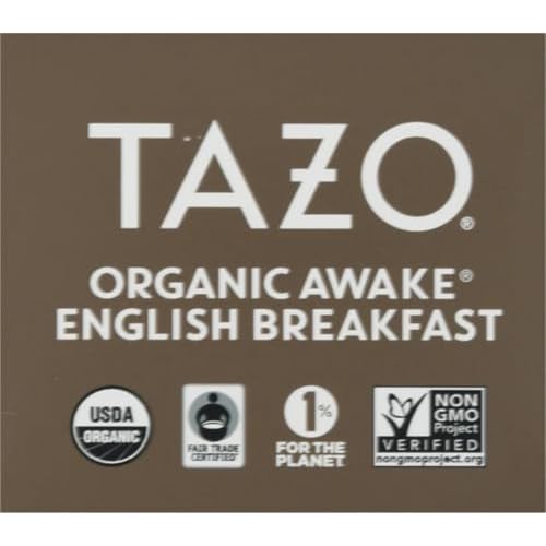 TAZO Organic Awake English Breakfast Black Tea, Black tea with Caffeine, 16 Total Bags