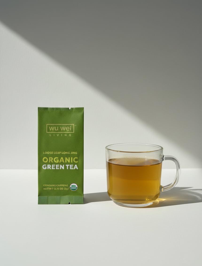 Wu Wei Living Organic Long Jing Green Tea, Loose Leaf, USDA Certified (32-Pack, 32, Count)