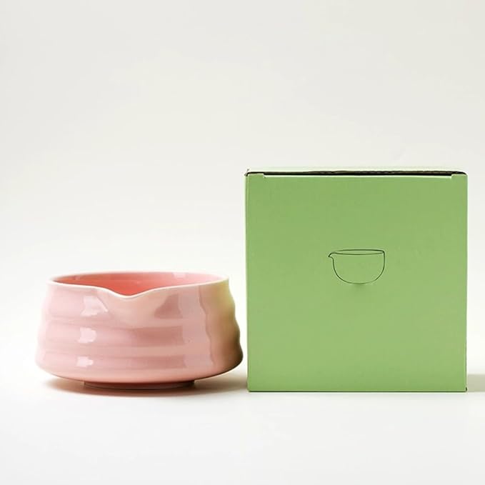 Handcrafted Japanese Matcha Bowl with Spout - Earthenware Chawan for Tea Ceremony, 13x13x5cm, White