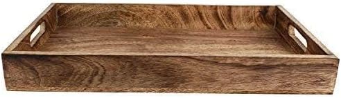 GoCraft Handmade Classic Wooden Tray – Medium 15" Serving Tray for Kitchen, Dining, and Home Use – Elegant Wood Serveware for Food, Drinks, Snacks
